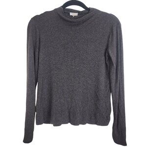 ecru Mockneck Long Sleeve Gray Knit Modal Blend Top size XS